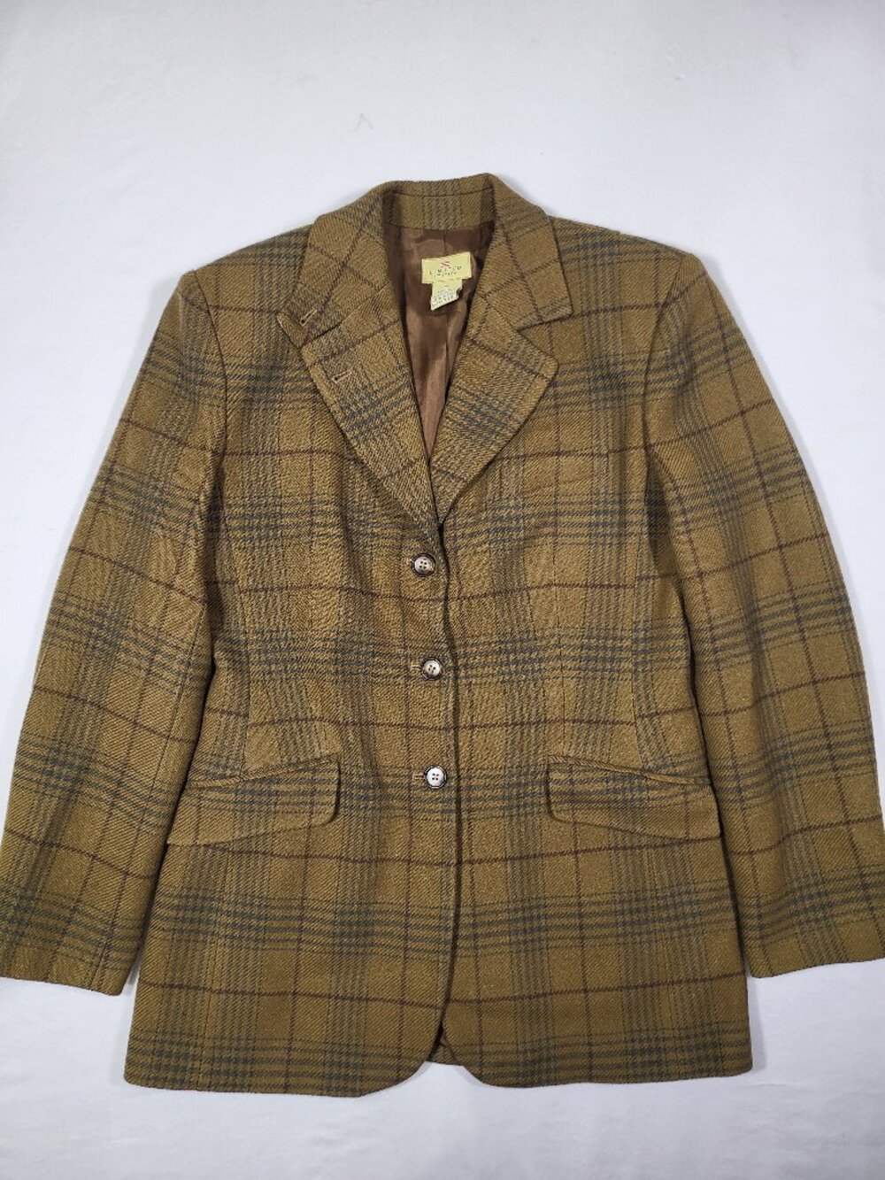 Vintage Limited America Wool Plaid Blazer Jacket 6 Tan Brown Dark Academia